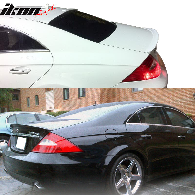 Trunk & Roof Spoiler Compatible With 2005-2010 Mercedes-BENZ CLS-Class W219 Sedan, AMG Style L Style Rear Deck Lip Wing by IKON MOTORSPORTS, 2005 2006 2007 2008 2009