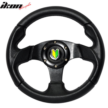 Black PVC Leather 6-Bolt Steering Wheel 280MM & Horn Button Compatible With Honda Acura