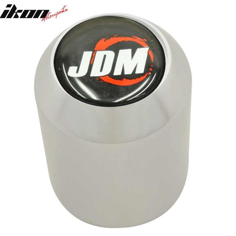 Silver Aluminum Universal M10X1.5MM MT Gear Shift Knob JDM Logo Emblem
