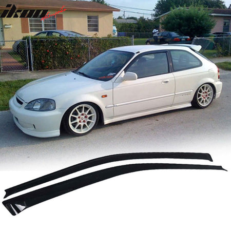 Fits 96-98 Honda Civic Hatchback Front Bumper Lip Spoiler PP + 2PC Window Visors