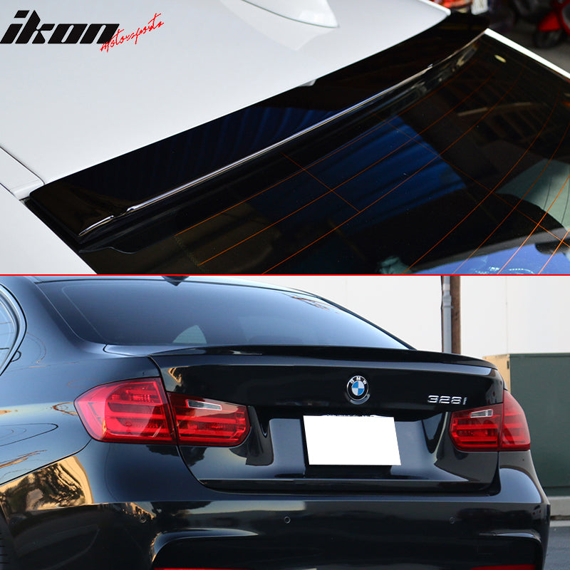 Trunk & Roof Spoiler Compatible With 2012-2018 BMW 3-Series F30 Sedan, Performance Style AC Style ABSRear Deck Lip Wing by IKON MOTORSPORTS, 2013 2014 2015 2016