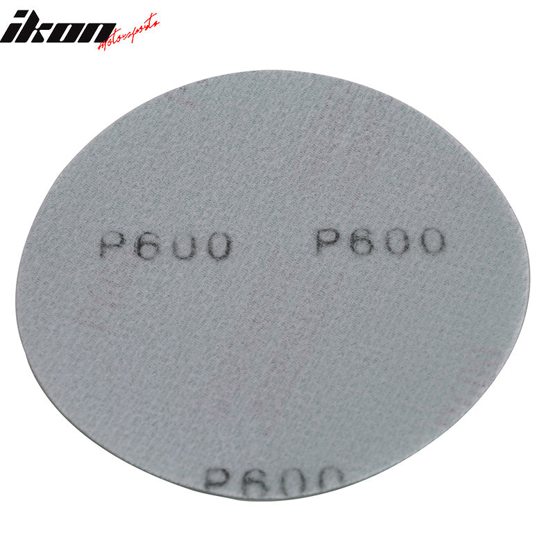 Sand Paper Universal Fit, Wet Dry 5 Inch No Hole Sand Paper Disc 600 Grit Bodykit Repair Sandpaper 50 PC by IKON MOTORSPORTS