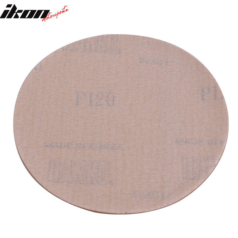 Sand Paper Universal Fit, Dry 5Inch No Hole Sand Paper Disc 120 Grit Bodykit Repair Sanding Sandpaper 50PC by IKON MOTORSPORTS