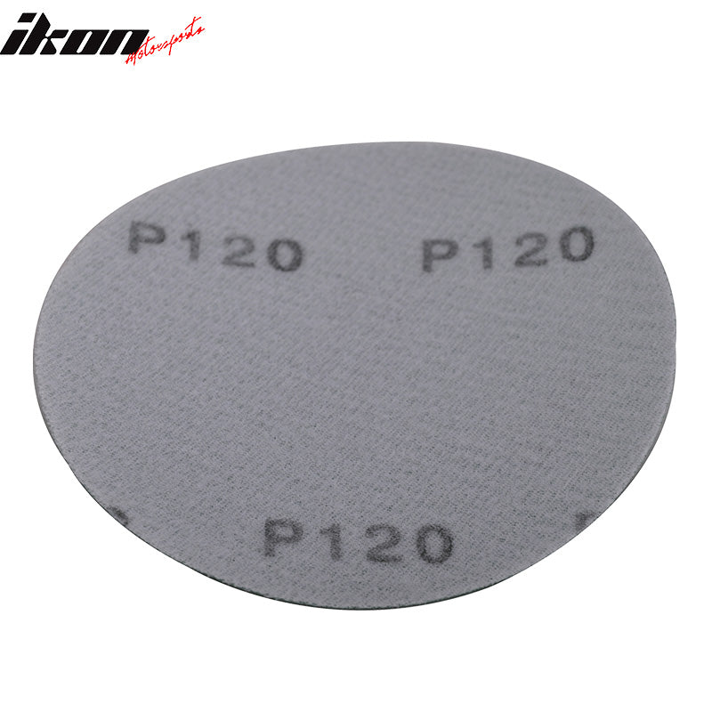 Sand Paper Universal Fit, Wet Dry 5 Inch No Hole Sand Paper Disc 120 Grit Bodykit Repair Sandpaper 50 PC by IKON MOTORSPORTS