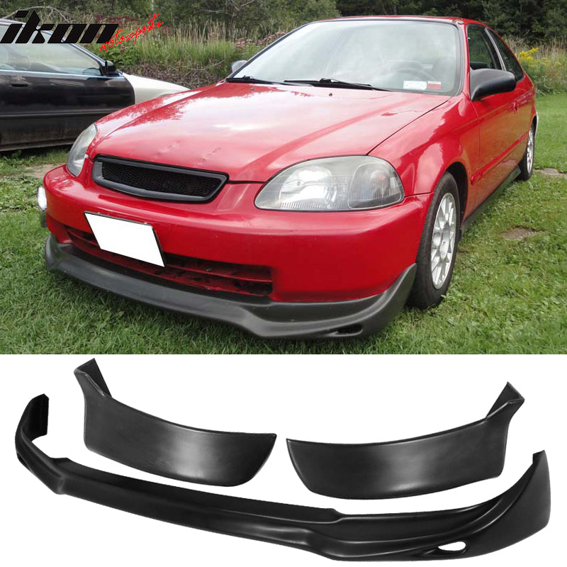 Fits 96-98 Civic 3D JUN Front Bumper Lip + Rear Bumper Lip Spats