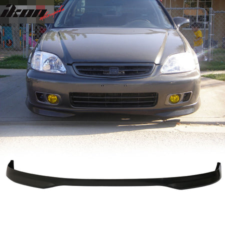 Compatible With 1996-1998 Honda Civic 3D PP Front Bumper Lip+2PC Rear Lip Valance Spats Body Kit