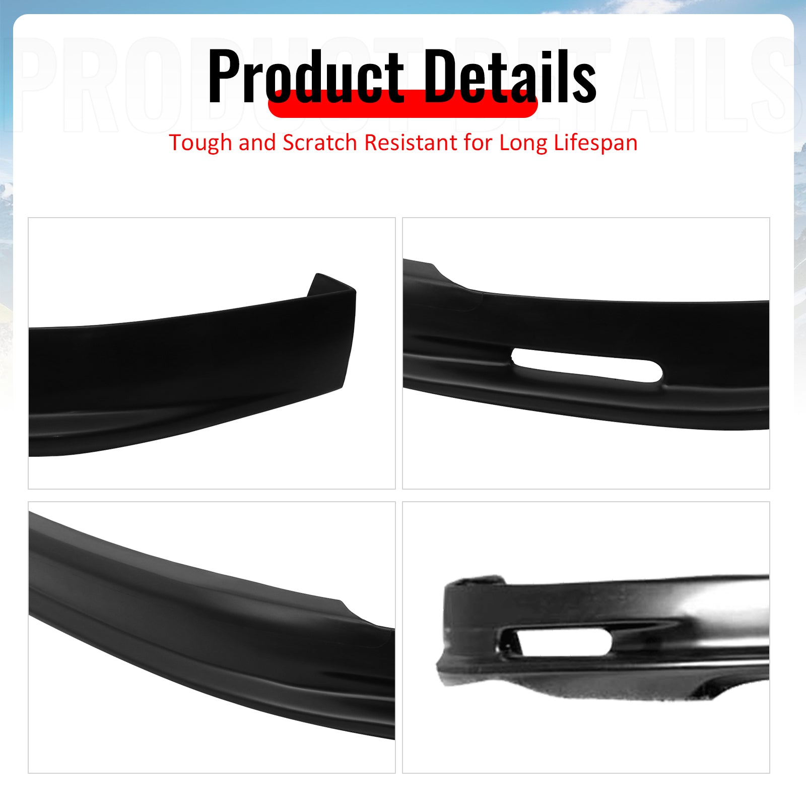 Fits 96-98 Honda Civic Mugen Style Front Bumper Lip PP + 2PCS Rear Bumper Aprons