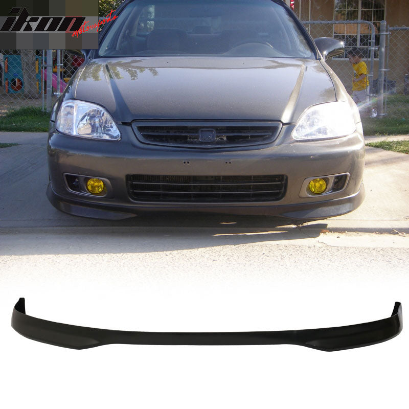 Compatible With 1996-1998 Honda Civic 2Dr/4Dr Front PP Bumper Lip + 2PC Rear Lip Valance Spats