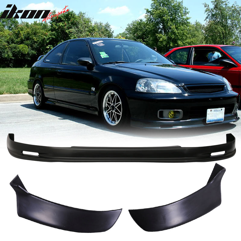 Fits 99-00 Civic Mugen PP Front Bumper Lip + 2PC Rear Bumper Lip Spats