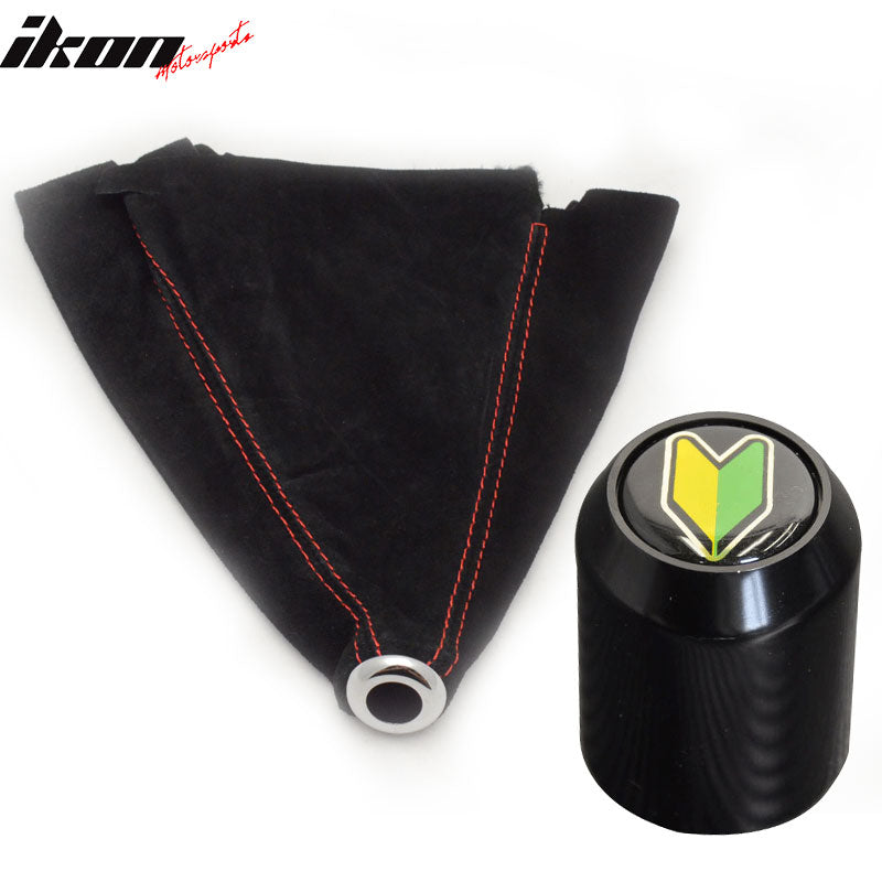 Red Stitch Shift Black Suede Boot Cover + Manual Aluminum Gear Shift ...