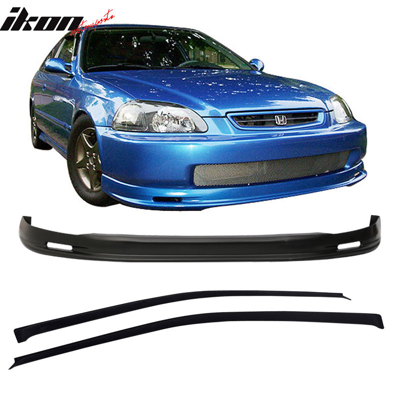 Fits 96-98 Honda Civic 3Dr Mugen Front Bumper Lip + Sun Window Visor