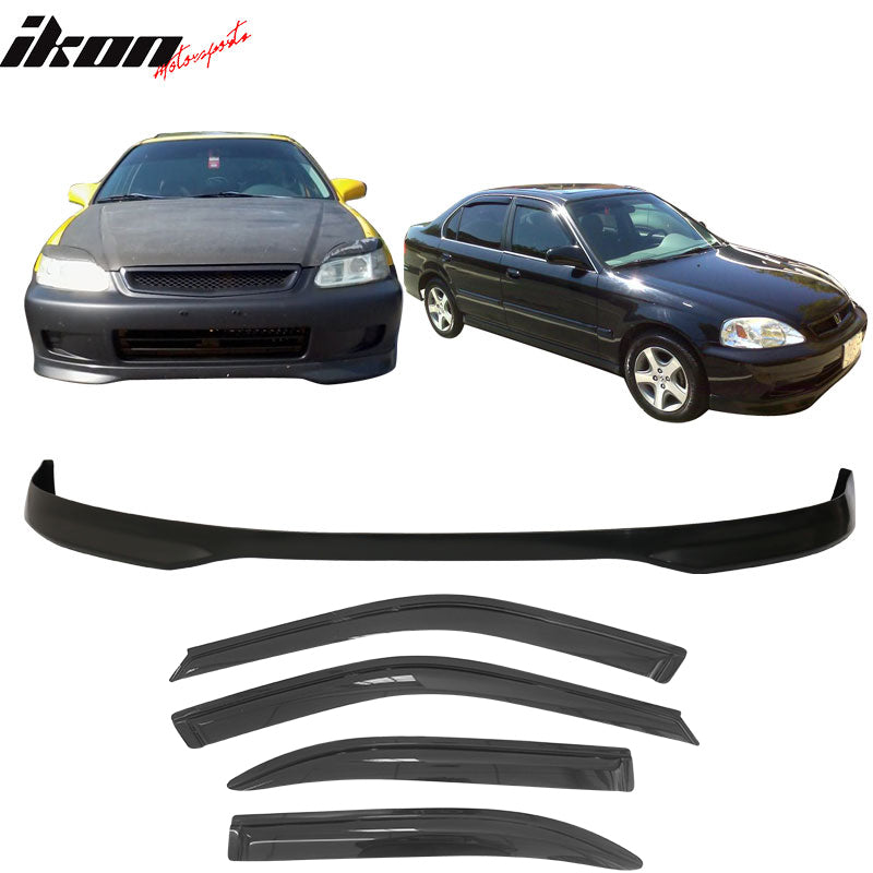 Fits 96-98 Honda Civic TR Front Bumper Lip + Sun Window Visor