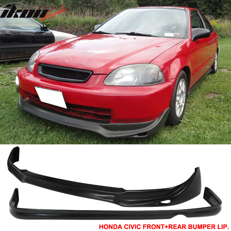 Fits 96-98 Honda Civic 2Dr/JDM JUN Front + Rear Bumper Lip