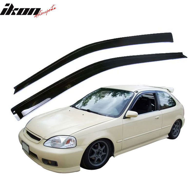 Fits 96-98 Honda Civic 3Dr Mugen Style Front + Rear Bumper Lip + Window Visors