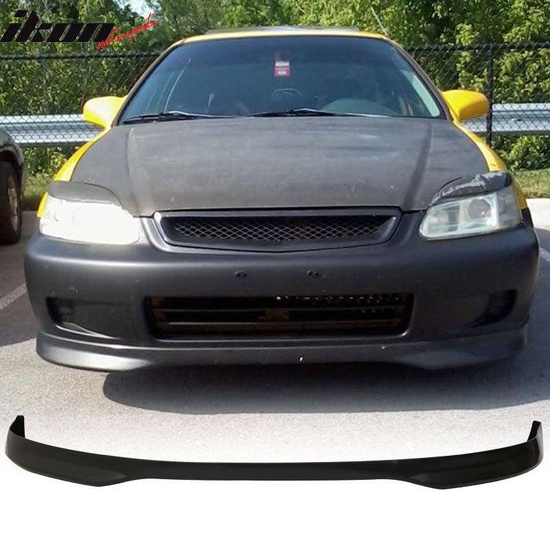 Compatible With 1996-1998 Honda Civic 3Dr Front + Rear Bumper Lip + Hood Grill