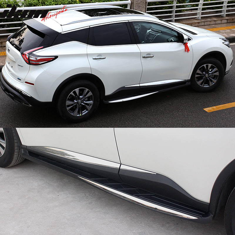 Running Boards Compatible With 2015-2024 Nissan Murano, Factory Style Black ABS Side Steps Nerf Bars by IKON MOTORSPORTS, 2016 2017