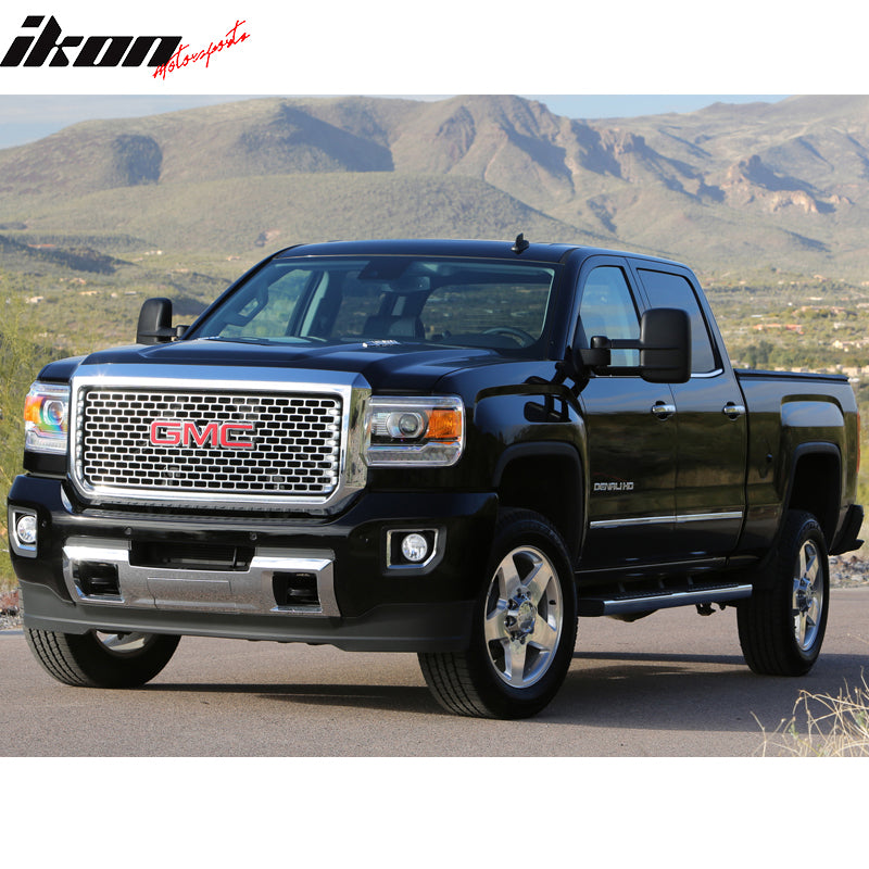 Grille+ Red Emblem Compatible With 2014 - 2015 GMC Sierra 1500 &
2014 - 2015 GMC Sierra 1500 Denali Denali Style Chrome Front Bumper Hood Grill Exterior Upper Lower by IKON MOTORSPORTS