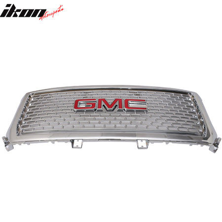 Fits 14-15 Sierra 1500 Denali Front Bumper Hood Mesh Grille + Red GMC Emblem