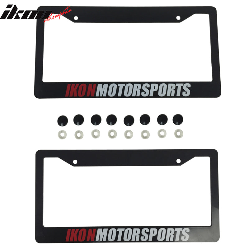 Pair License Plate Frame Holder Bracket IKON MOTORSPORTS + Screw Cap