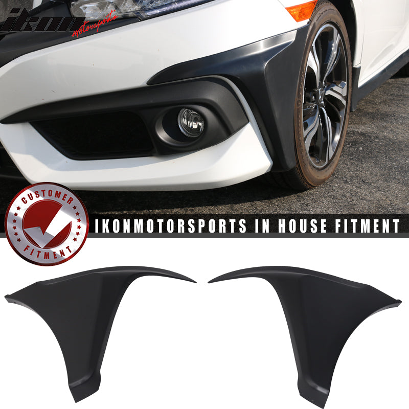 Bumper Splitter Compatible With 2016-2018 Honda Civic, Coupe 2Dr HFP Style PP Front PU Rear Bumper Lip Spoiler Valance Chin Diffuser Body kit by IKON MOTORSPORTS, 2017