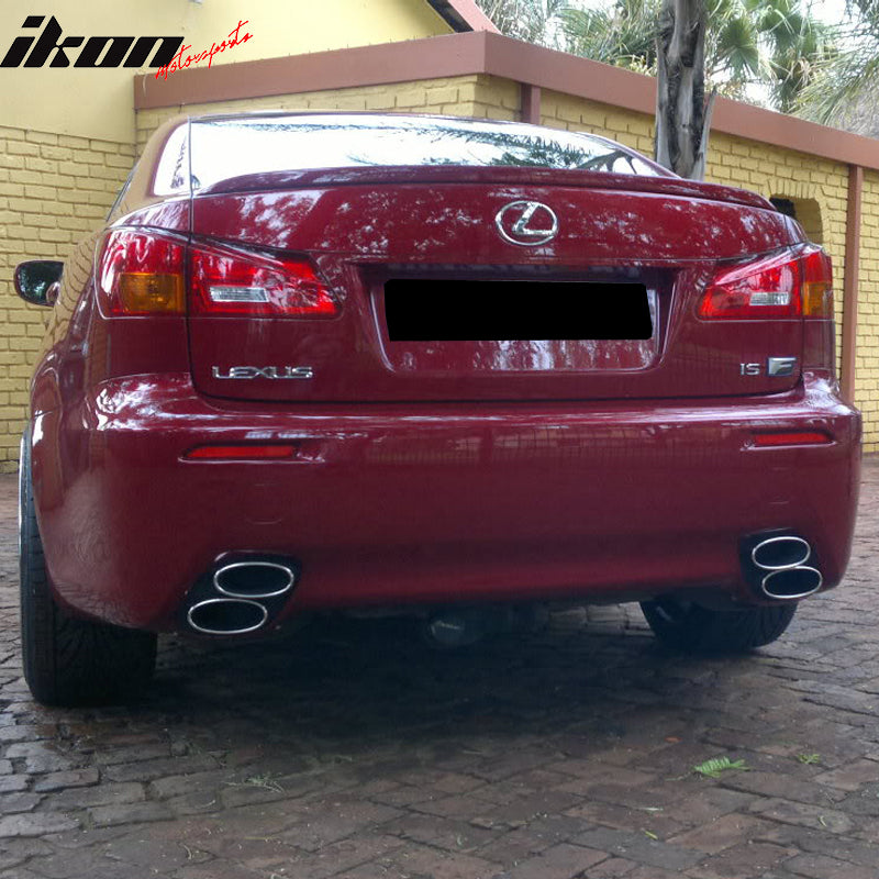 Rear Bumper Conversion Dual Tip NO PDC Compatible With 2006-2013 Lexus IS250 IS350, ISF Style PP Black Air Dam Chin Protection By IKON MOTORSPORTS