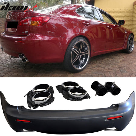 Fits 06-13 Lexus IS250 IS350 IS F Style Rear Bumper Cover W/O PDC W/Muffler Tip