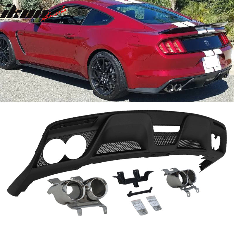 2015-2017 Ford Mustang Rear Bumper Diffuser w/ Dual Exhaust Pipes