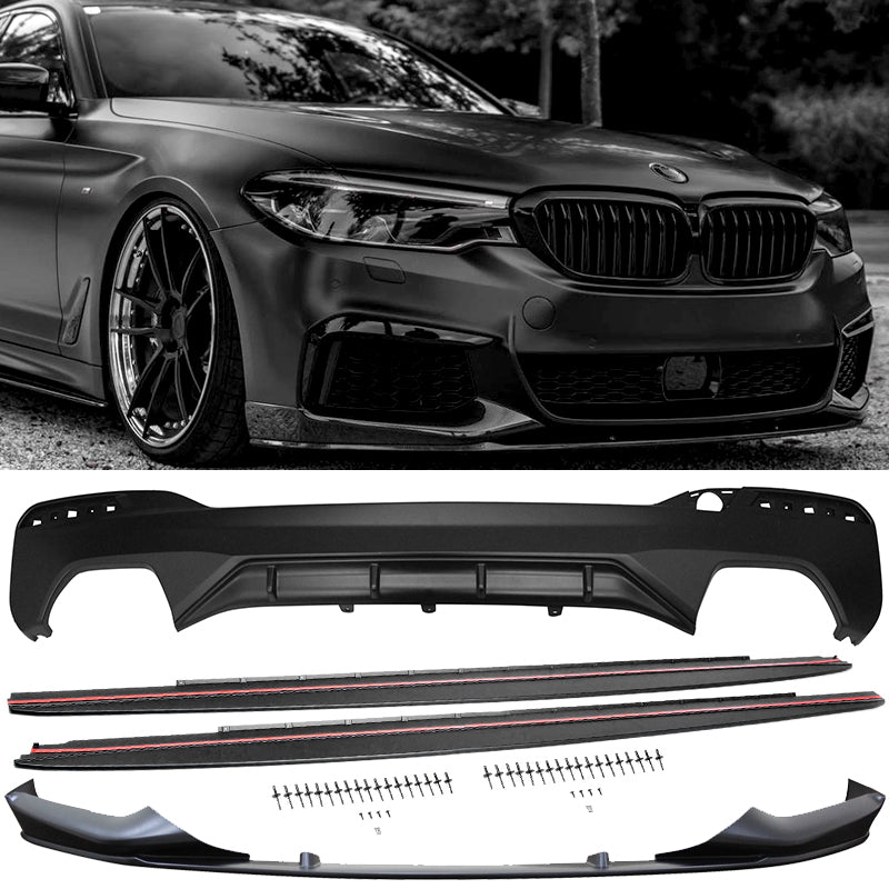 2017-2020 BMW G30 MP Style Front Lip & Side Sill & Type1 Diffuser