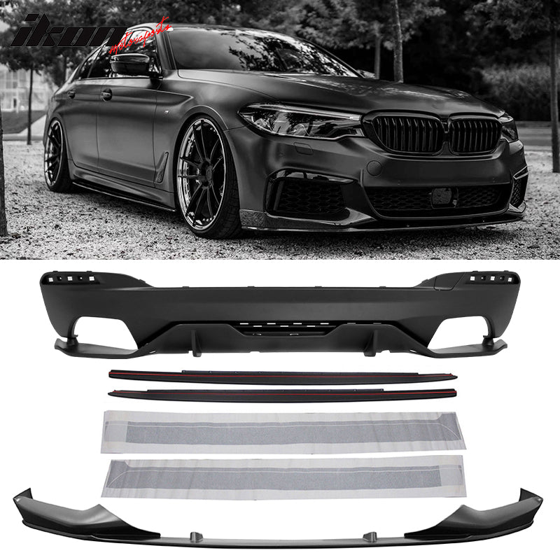 2017-2020 BMW G30 MP Style Front Lip & Side Sill & Type2 Diffuser