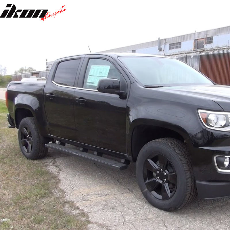 Compatible With 15-18 Chevy Colorado GMC Canyon Crew Cab 76" Running Boards Black By IKON MOTORSPORTS