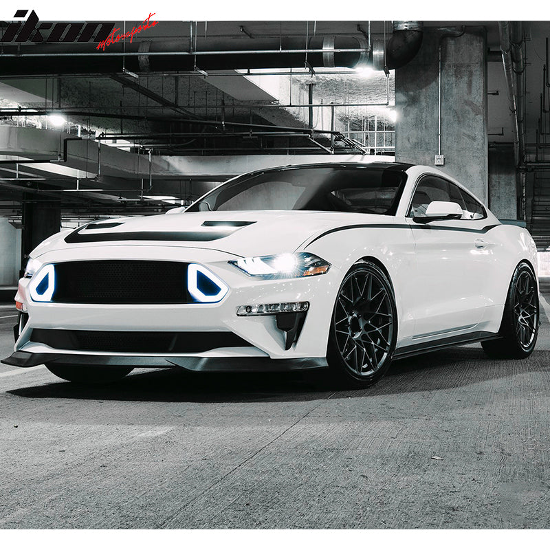 Grille Compatible With 2018-2023 Ford Mustang, Front Upper Lower Mesh Grill ABS by IKON MOTORSPORTS