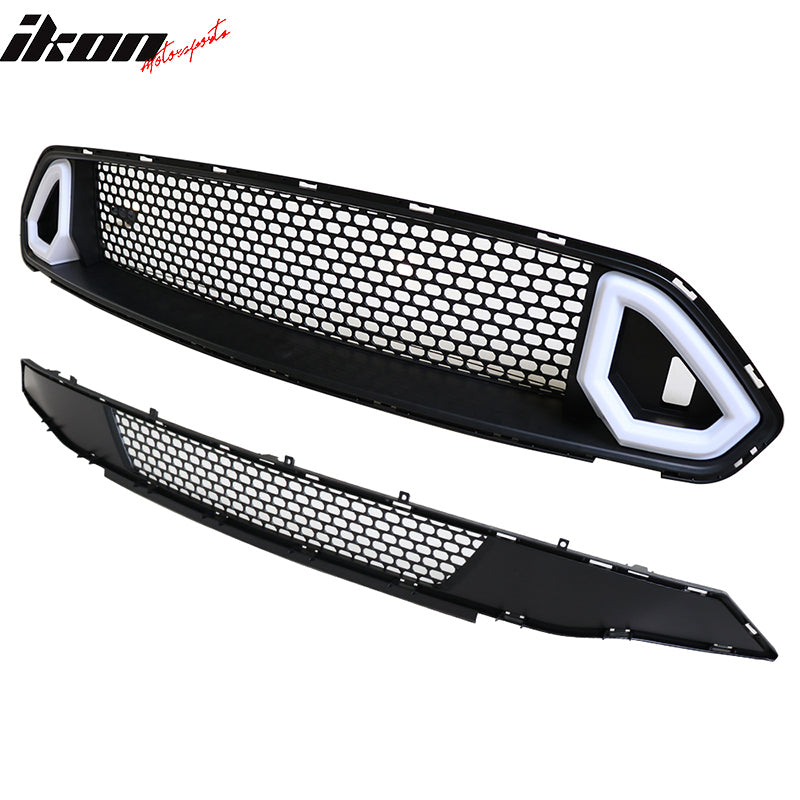 Clearance Sale Fits 18-23 Ford Mustang Front Bumper Upper Lower Mesh Grille LED
