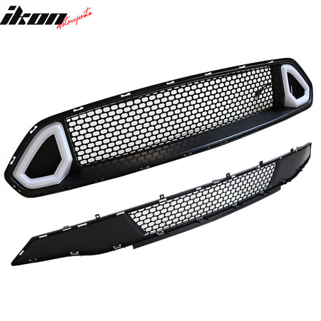 Clearance Sale Fits 18-23 Ford Mustang Front Bumper Upper Lower Mesh Grille LED