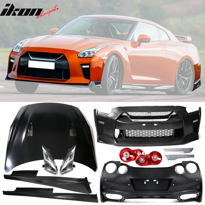 Fits 09-22 GTR Front & Rear Bumper & Hood & Side Skirts & Tail Lights