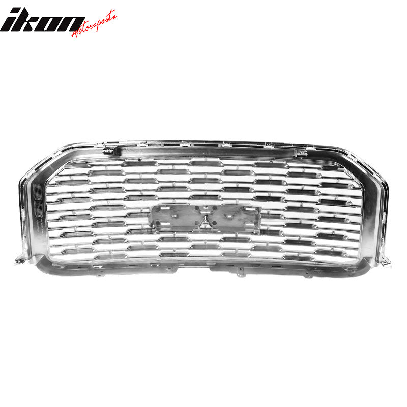 Fits 15-19 GMC Yukon Denali Style Front Upper Grille Chrome ABS + Red GMC Emblem