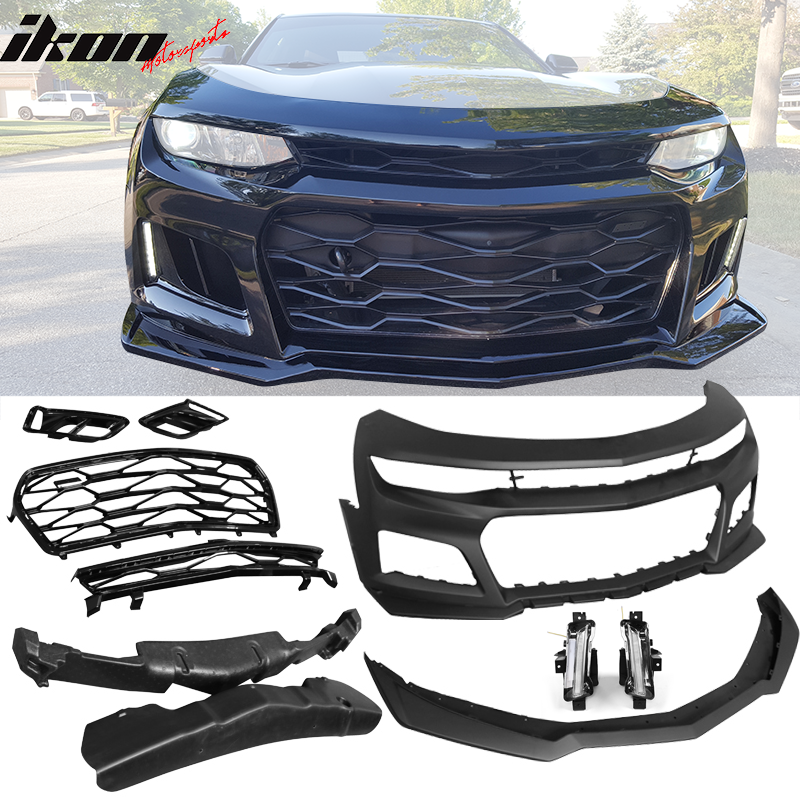 2016-2018 Chevy Camaro ZL1 Style Front Bumper PP + DRL Fog Lights