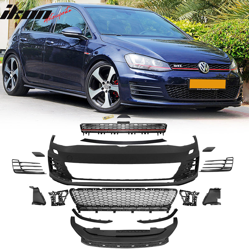 2015-2017 Golf 7 MK7 GTI Type Front Bumper + Black Red Chrome Grille