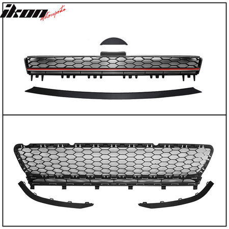 Fits 15-17 Golf 7 MK7 GTI Type Front Bumper Cover + Black Red Chrome Grille