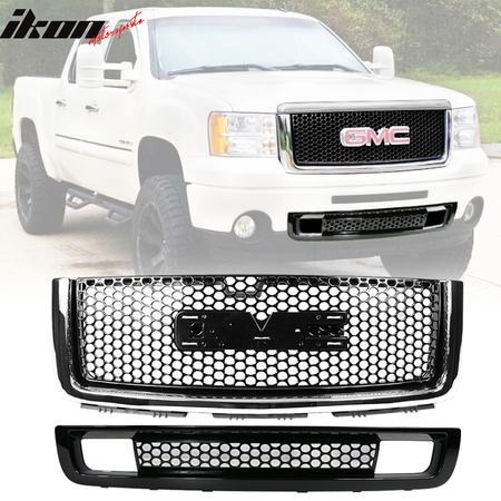 Fits 07-13 GMC Sierra 1500 Denali Front Lower + Upper Grille