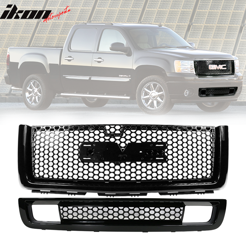 Fits 07-13 GMC Sierra 1500 Denali Front Lower + Upper Grille