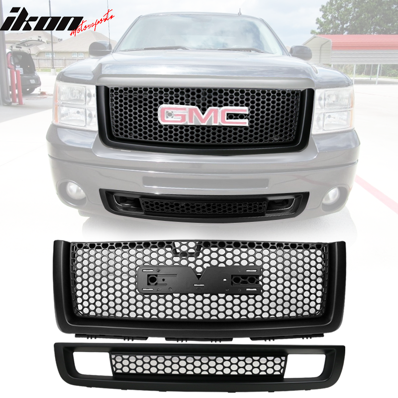Compatible With 07-13 GMC Sierra 1500 Denali Front Lower + Upper Grille