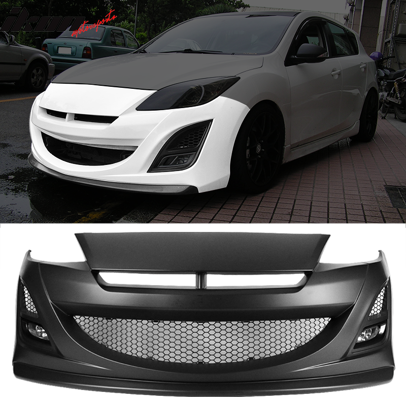 2010 2013 Mazda 3 Auto EXE Style Front Bumper w Fog Lights PP