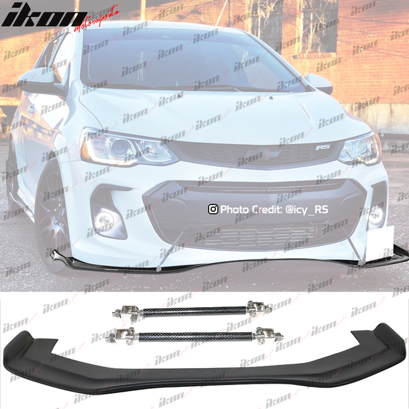 2017-2020 Chevy Sonic RB Style Front Bumper Lip 68x20in & Splitter Rod