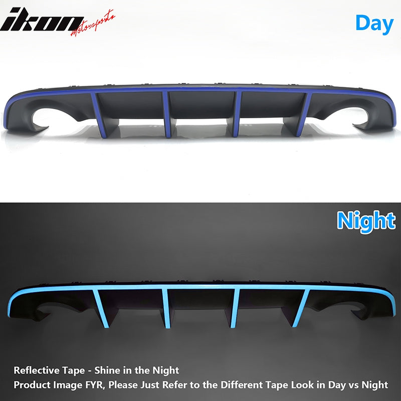 For 15-23 Dodge Charger Rear Bumper Lip Diffuser w/ Red LED Blue Reflective Tape