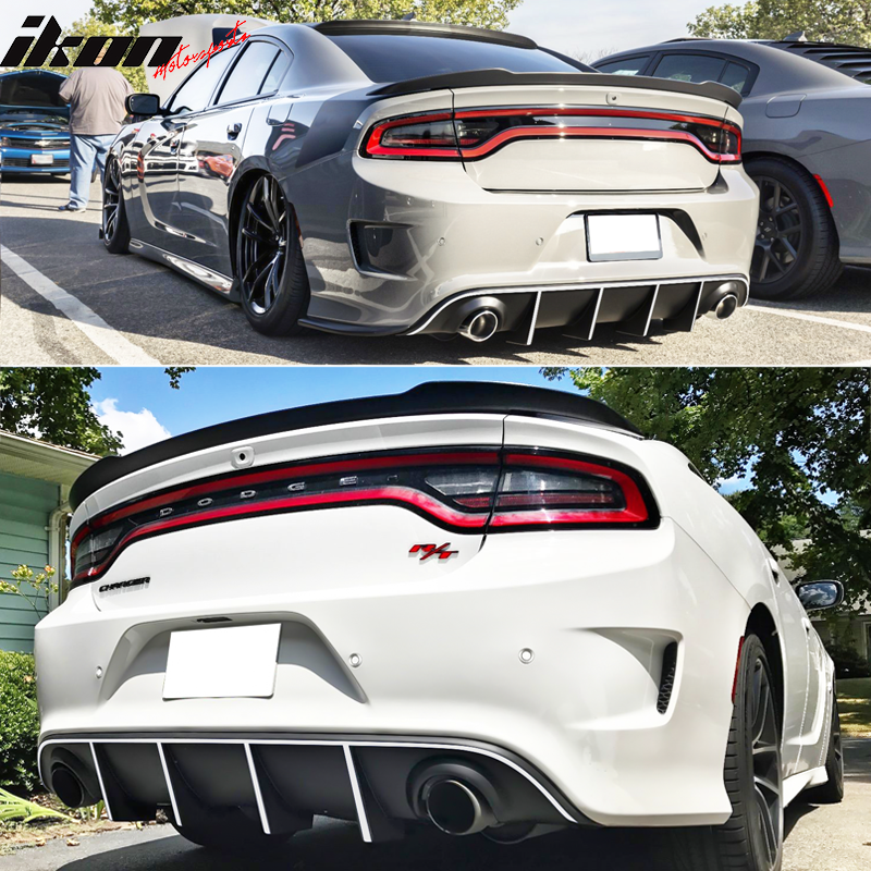 Fits 15-23 Dodge Charger SRT OE Style Rear Diffuser with Reflective Tape
