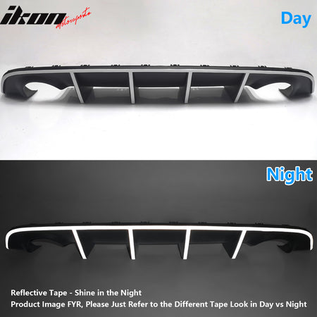 Fits 12-14 Dodge Charger SRT8 V2 Style Rear Diffuser PP w/ White Reflective Tape