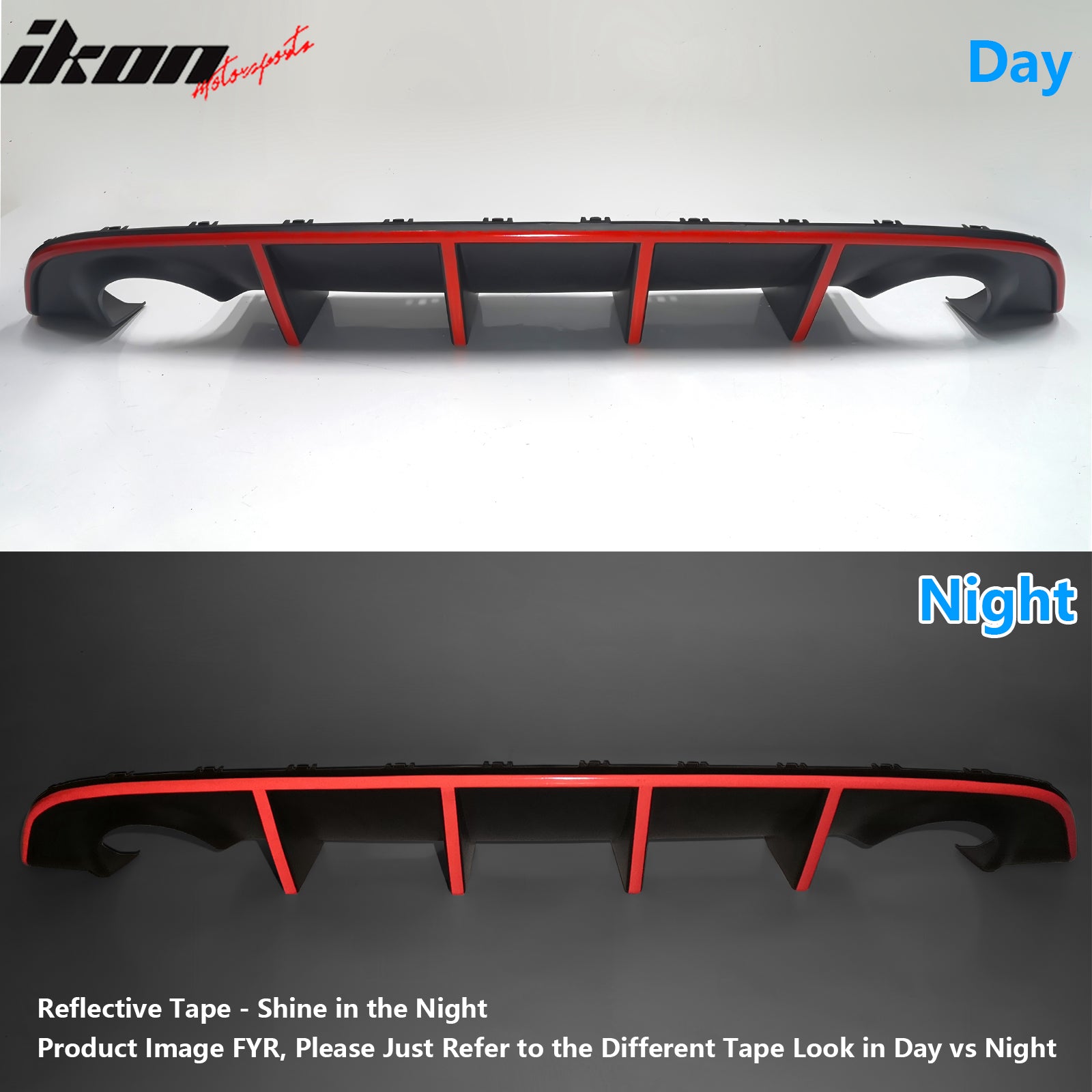 Fits 12-14 Dodge Charger SRT8 V2 Style Rear Diffuser PP w/ Red Reflective Tape