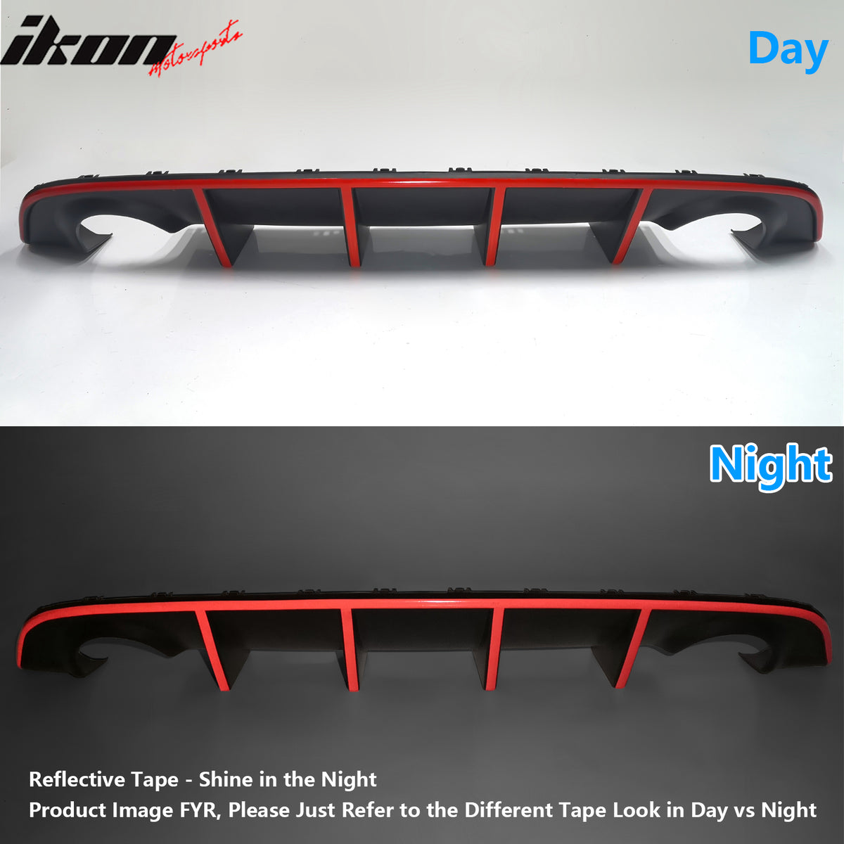 Fits 12-14 Dodge Charger SRT8 OE Style Rear Lip Diffuser w/ Red Reflective Tape