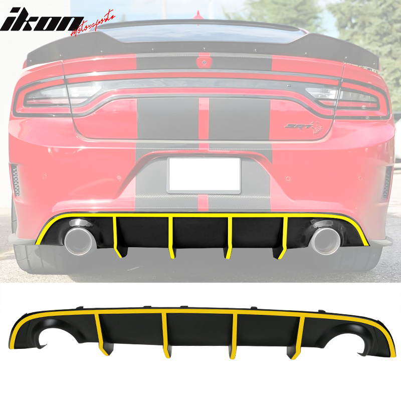 Fits 15-23 Dodge Charger SRT Quad Exhaust Rear Diffuser with Reflective Tape