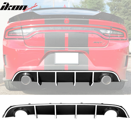 Fits 15-23 Dodge Charger SRT V2 Style Rear Diffuser with Reflective Tape